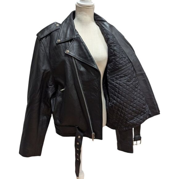 FMC Men's 48 Motorcycle Biker Jacket 100% Leather in Black - Picture 5 of 8